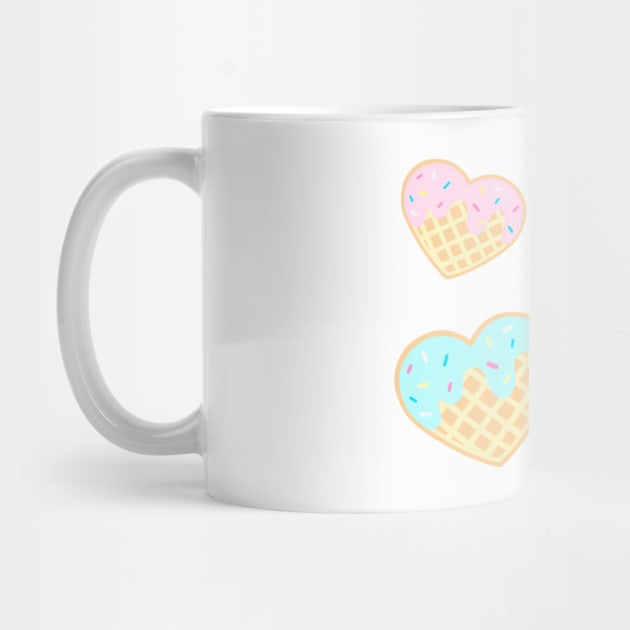 Cute Pastel Kawaii Waffle Hearts with Sprinkles by ichewsyou